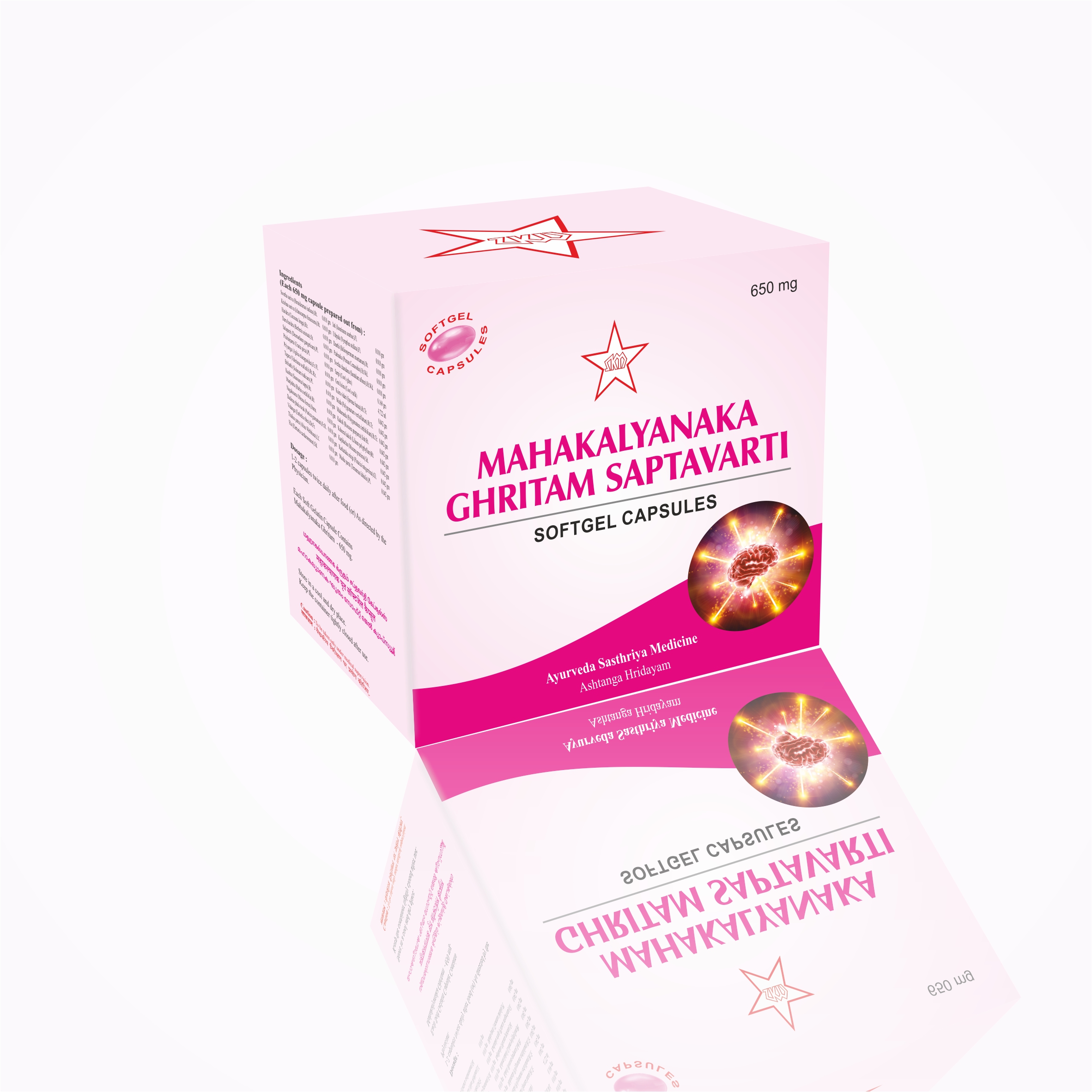 МАХАКАЛЬЯНАКА ГРИТАМ САПТАВАРТИ СОФТГЕЛЬ КАПСУЛЫ (10X10) 100 ШТ (650 МГ) (MAHAKALYANAKA GHRITAM SAPTAVARTI SOFTGEL CAPSULES — (10X10) 100NOS(650MGM))